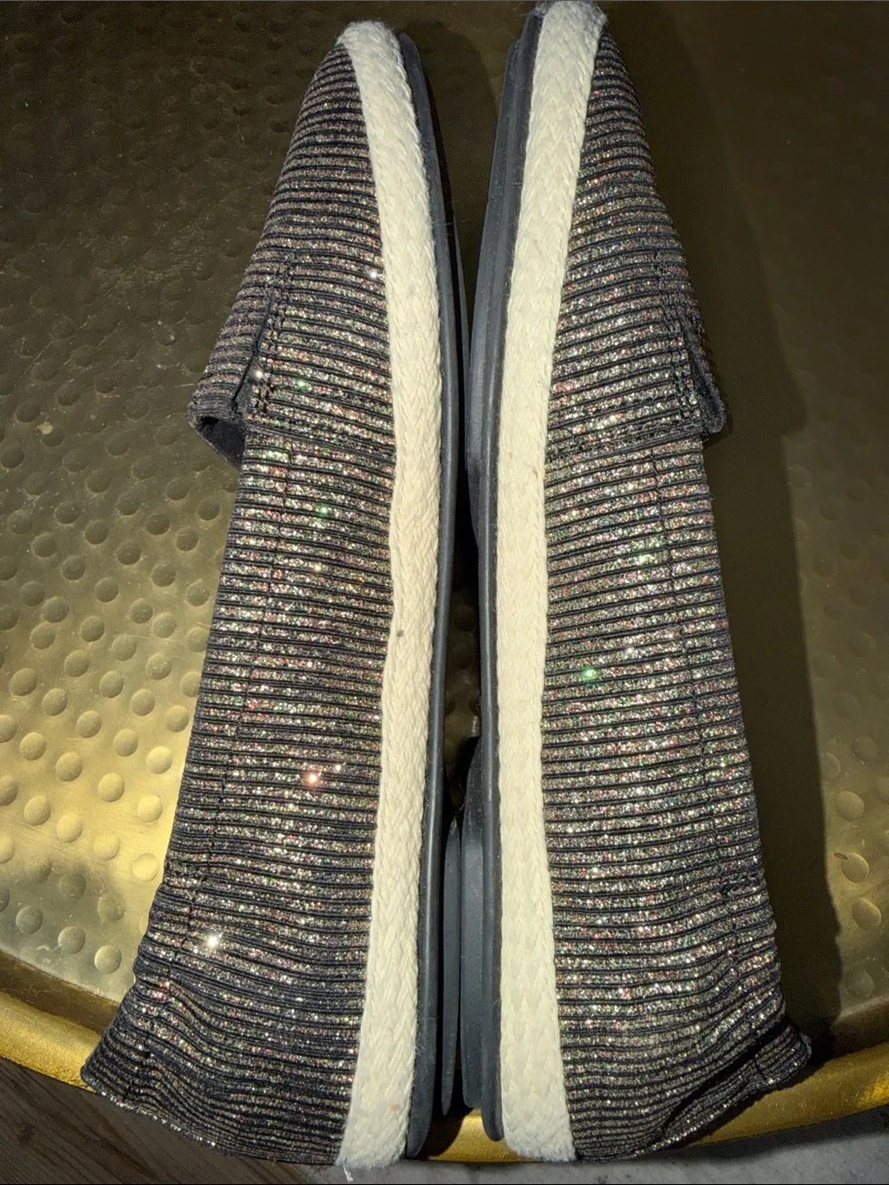 Fitflop Black Metallic Stripe Espadrille Flats